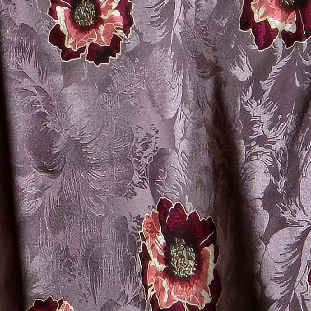 100% Silk Floral Chemise Nightgown Size M Purple Slip Cami Lingerie - Picture 8 of 10